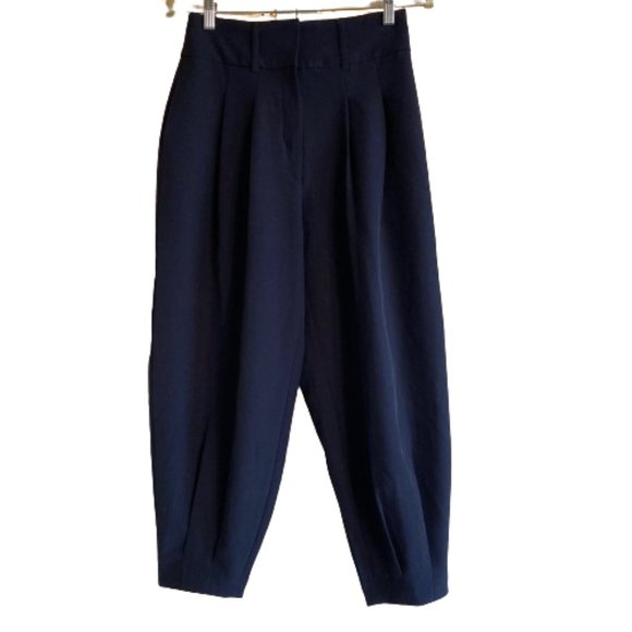 Express High Rise Ankle Pleated Pants Navy Blue Size 4 Short - Picture 6 of 7